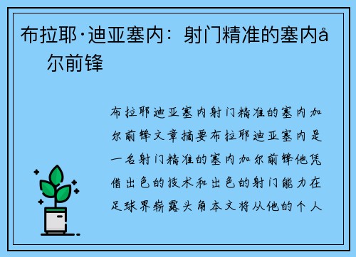 布拉耶·迪亚塞内：射门精准的塞内加尔前锋